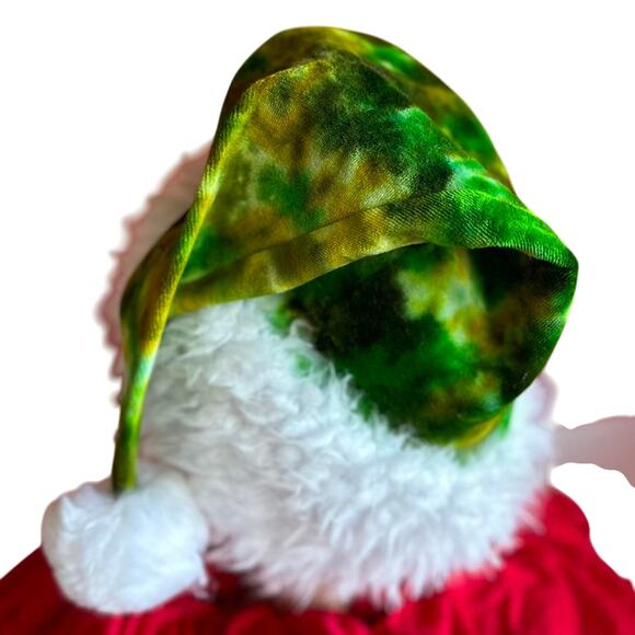 Handcrafted Tie Dye Santa Hat Holiday Wear Grinch Vibes - Picture 3 of 7
